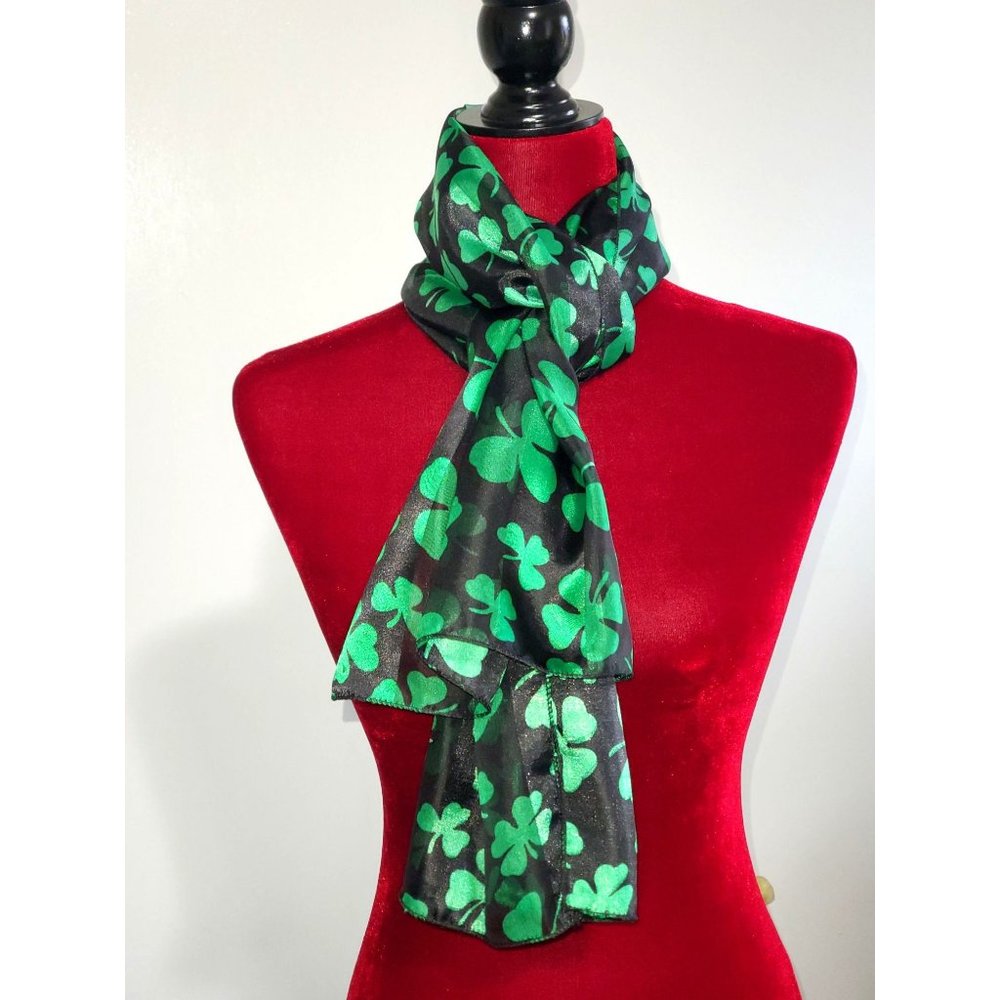 Shamrock Sheer green and black rectangular scarf St. Patrick's 1170